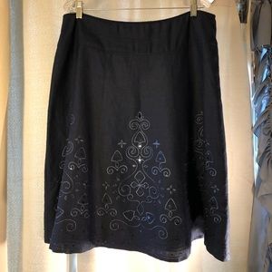 Navy blue, sequined, embroidered skirt, size 16